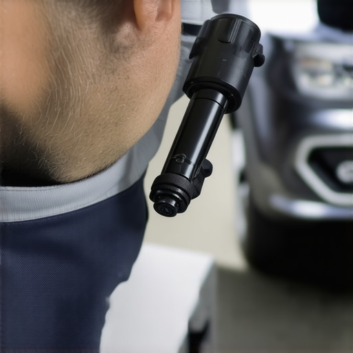 Professional Transmission Fluid Quality Testing A mechanic testing dark transmission fluid for chemical breakdown using professional tools.