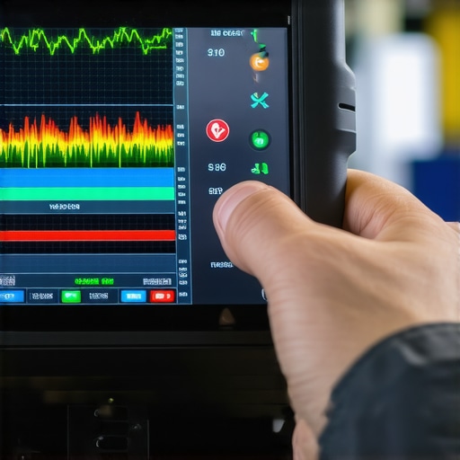 Mechanic using a diagnostic tool to check fuel trims and O2 sensor data on a car's computer system.