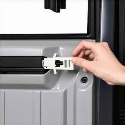 Exposed interior of a car door showing the metal rods and clips for the handle repair