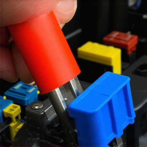 Close-up of hand removing a fuse from a vehicle fuse panel