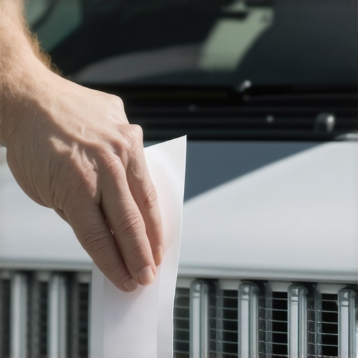 A mechanic using a paper test to check the airflow of an electric cooling fan through the condenser.