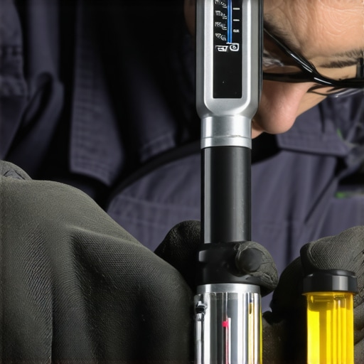 Close up of coolant chemical testing in a garage