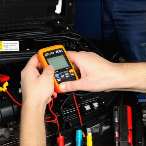 A technician using a multimeter to diagnose a windshield wiper motor park circuit issue.