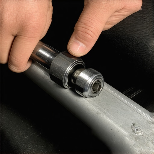 Close-up of hand tightening a seat rail bolt with a wrench