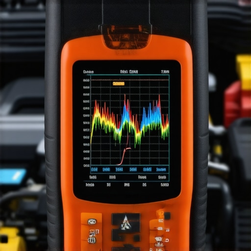 Using Live Data to Diagnose Car Issues Handheld diagnostic scanner showing real-time engine data graphs for car repair.