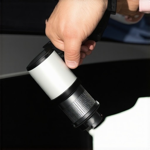 A handheld steamer being used to soften window tint adhesive for easy removal.