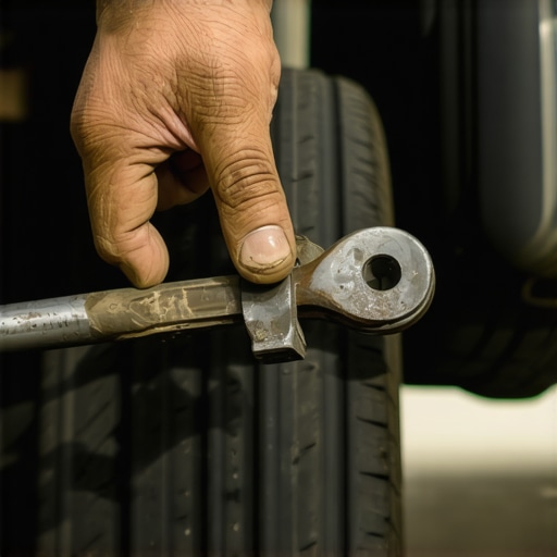 Mechanic checking a worn engine mount with a pry bar